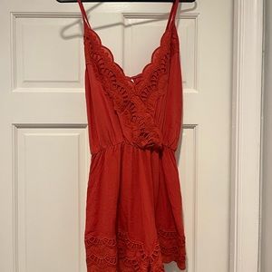 Dark coral/red romper